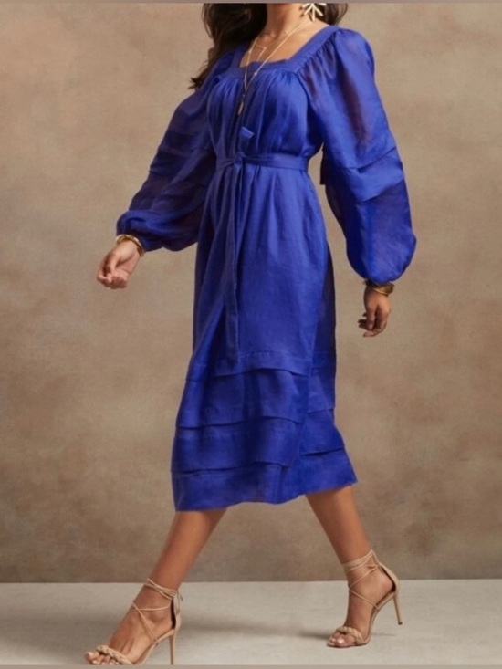 Banana Republic Dresses & Skirts - Banana Republic - NEW - Ramie Long Sleeve Tie Waist Midi Dress